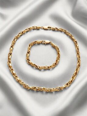 Thick Rope Chain Set | 14k Gold Plated Necklace & Bracelet | Luxury Jewelry